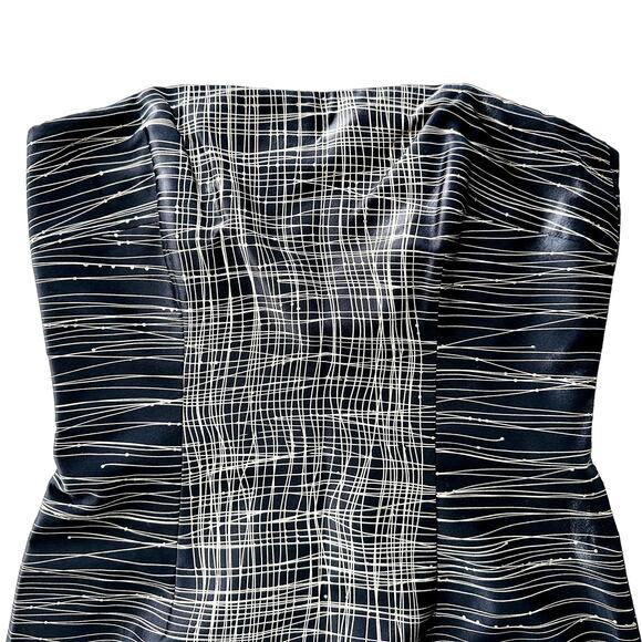 David Meister Silk Strapless Straight Pencil Dress Size 4 Black Gold Hashstick - Picture 2 of 9